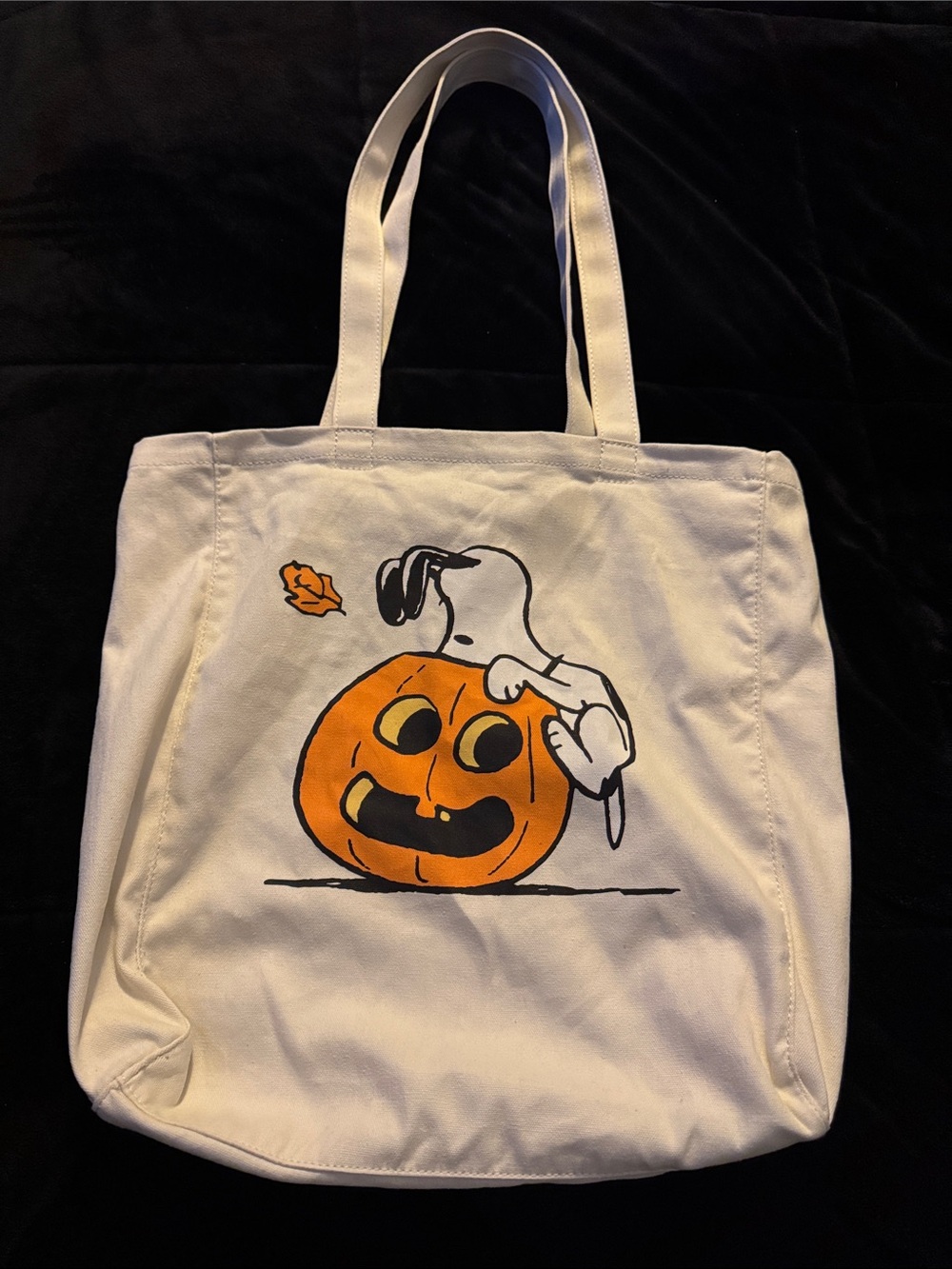 American Eagle Outfitters White Canvas Tote with Snoopy